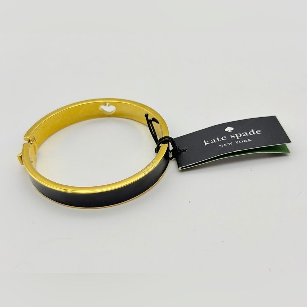 NWT Kate Spade Hole Punch Spad Gold Black  Bracelet - Picture 2 of 12